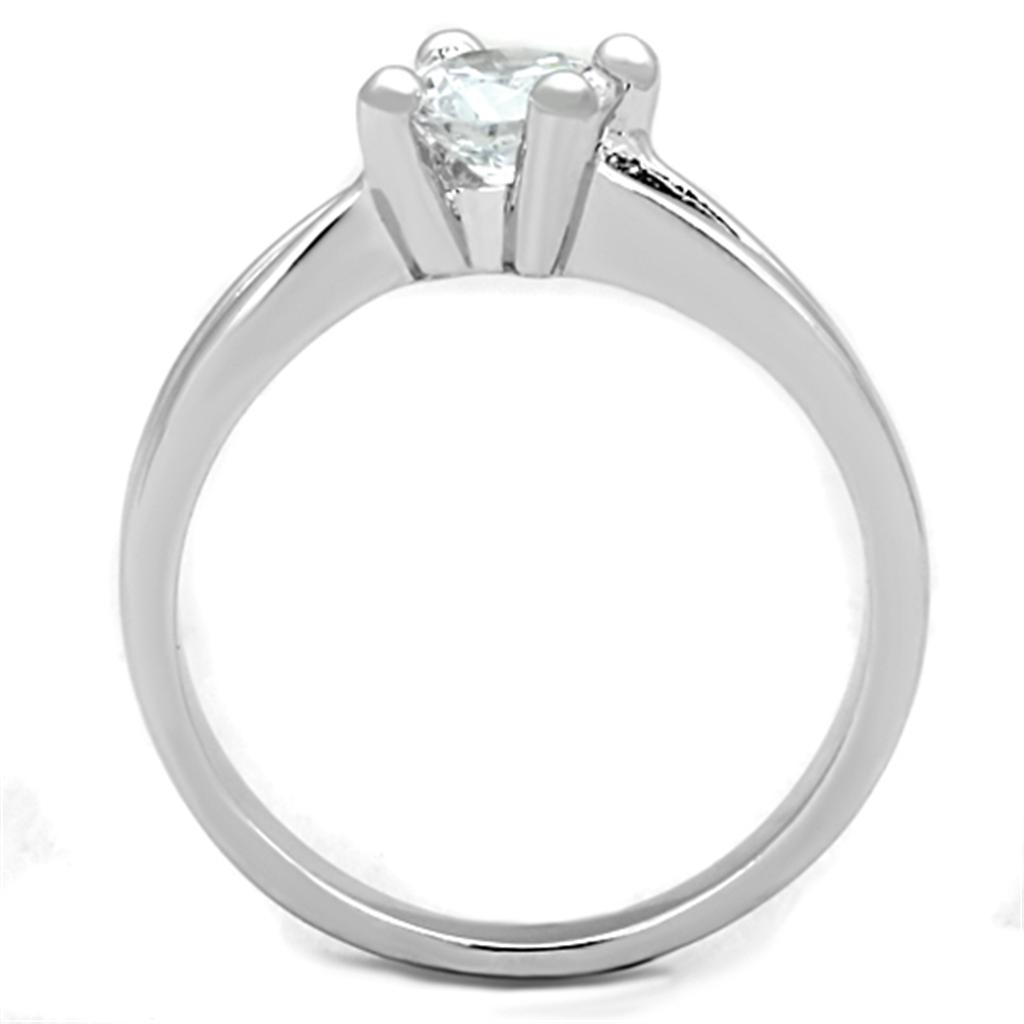 MA3W764 - Rhodium Brass Ring with AAA Grade CZ  in Clear