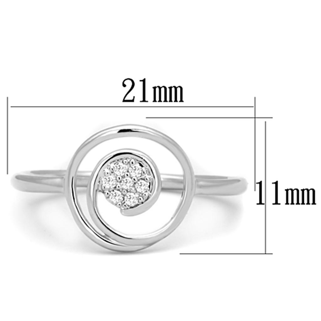 MA3W765 - Rhodium Brass Ring with AAA Grade CZ  in Clear