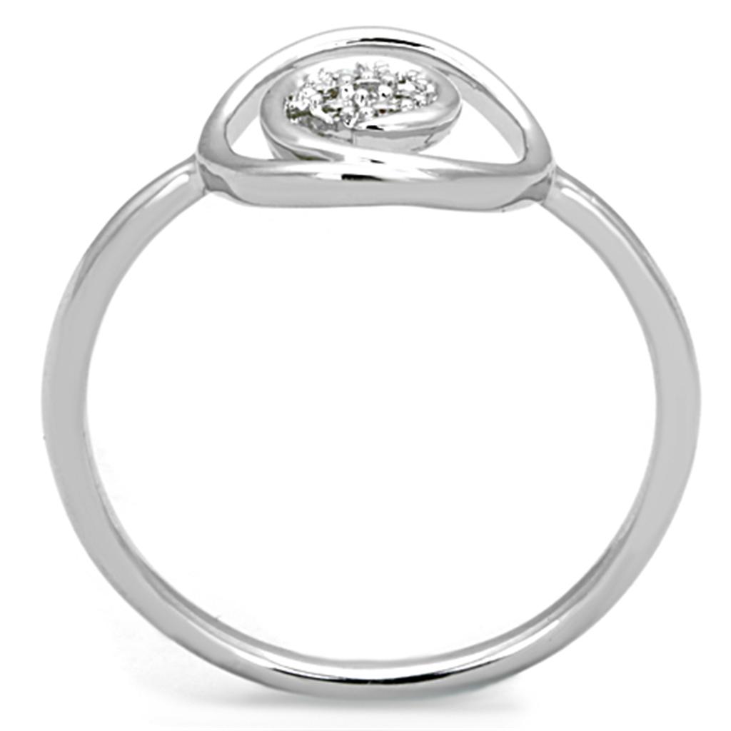 MA3W765 - Rhodium Brass Ring with AAA Grade CZ  in Clear