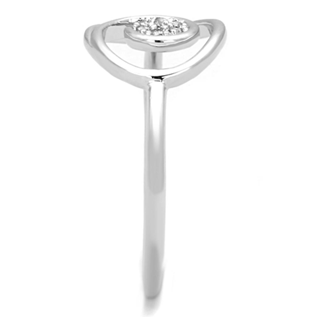 MA3W765 - Rhodium Brass Ring with AAA Grade CZ  in Clear