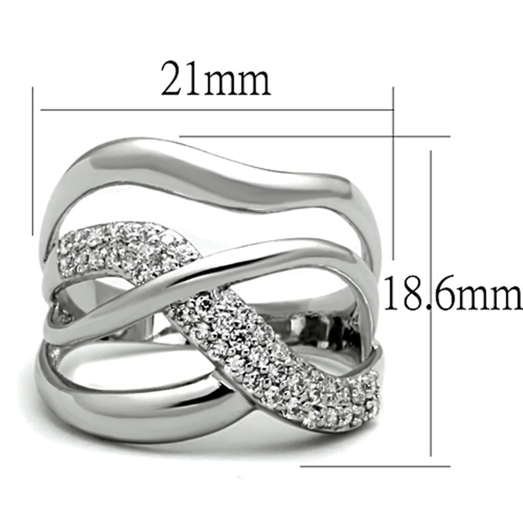 MA3W766 - Rhodium Brass Ring with AAA Grade CZ  in Clear