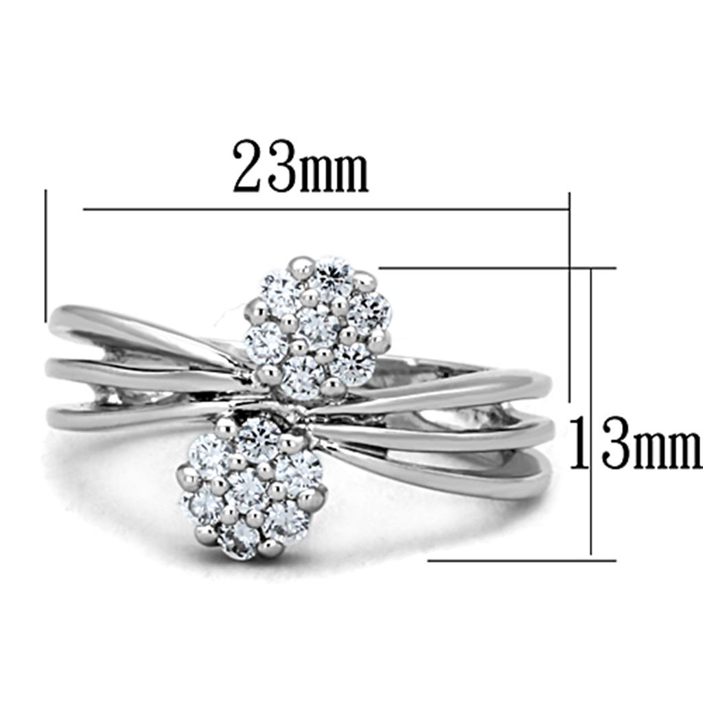 MA3W767 - Rhodium Brass Ring with AAA Grade CZ  in Clear
