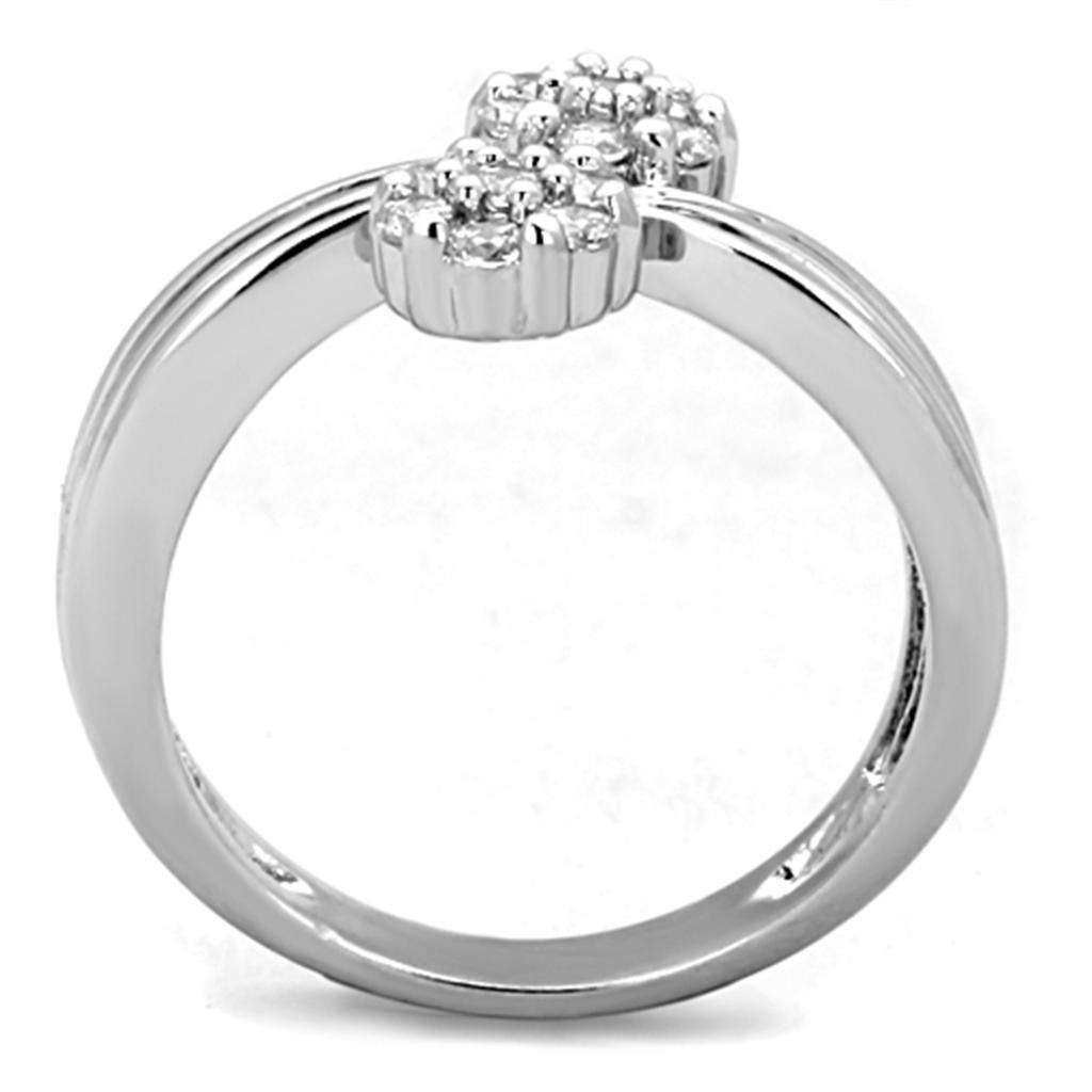 MA3W767 - Rhodium Brass Ring with AAA Grade CZ  in Clear