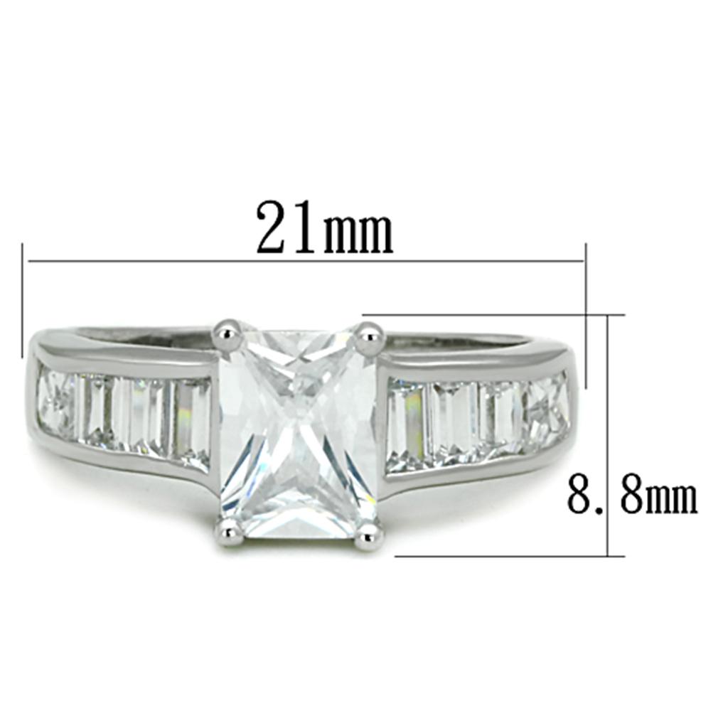 MA3W769 - Rhodium Brass Ring with AAA Grade CZ  in Clear