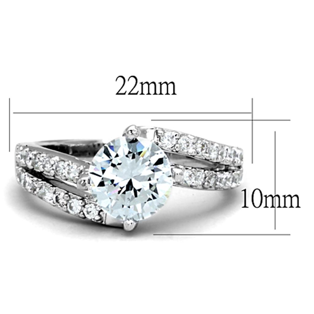 MA3W770 - Rhodium Brass Ring with AAA Grade CZ  in Clear
