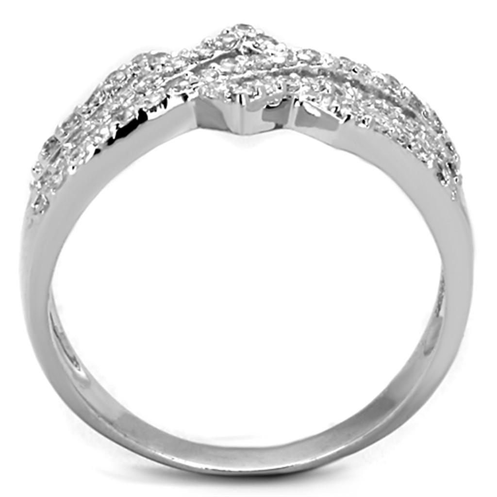 MA3W771 - Rhodium Brass Ring with AAA Grade CZ  in Clear