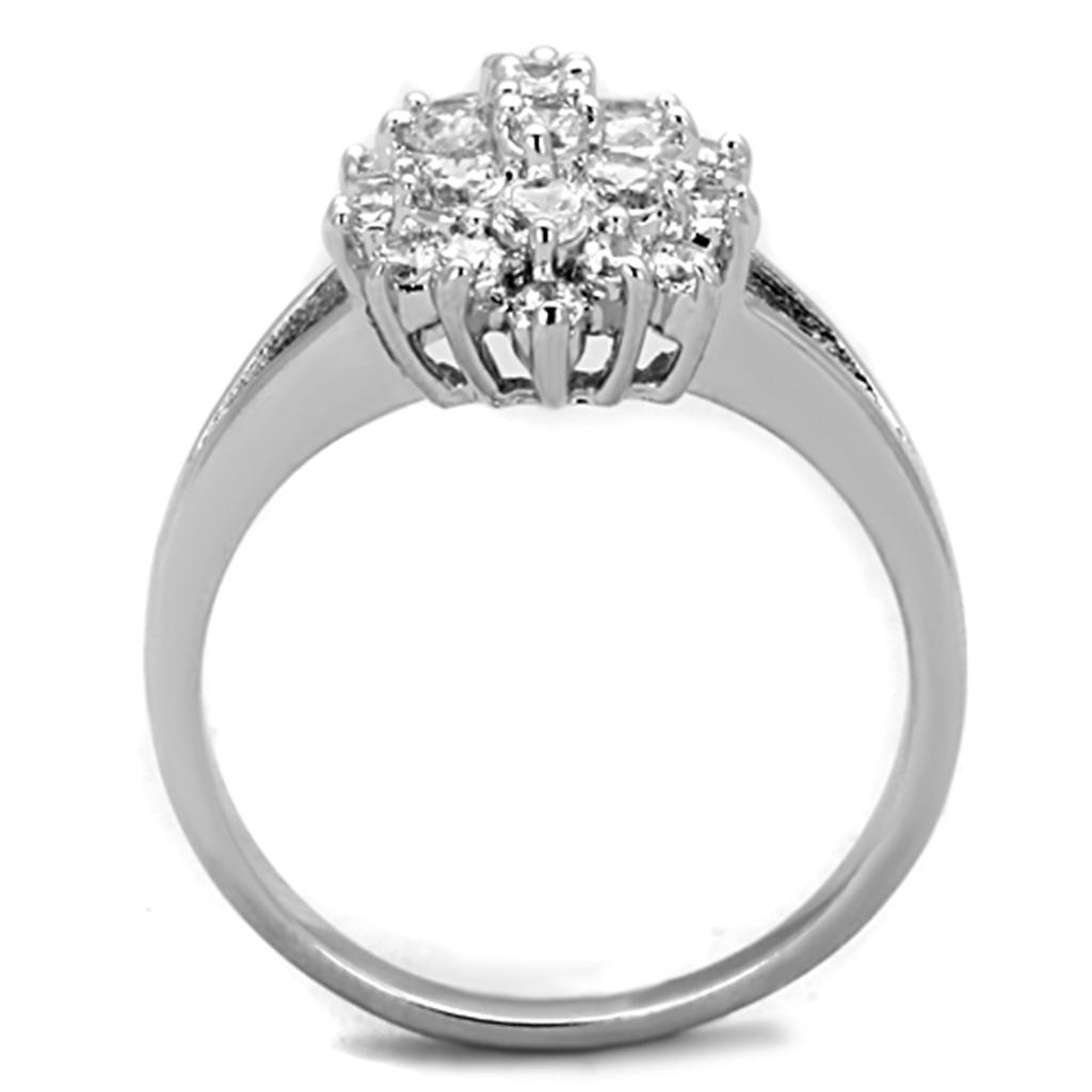 MA3W772 - Rhodium Brass Ring with AAA Grade CZ  in Clear
