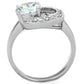 MA3W774 - Rhodium Brass Ring with AAA Grade CZ  in Clear