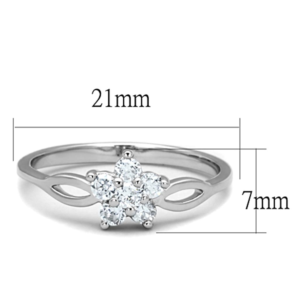 MA3W775 - Rhodium Brass Ring with AAA Grade CZ  in Clear