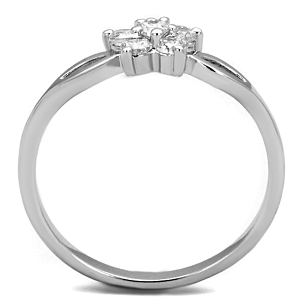 MA3W775 - Rhodium Brass Ring with AAA Grade CZ  in Clear
