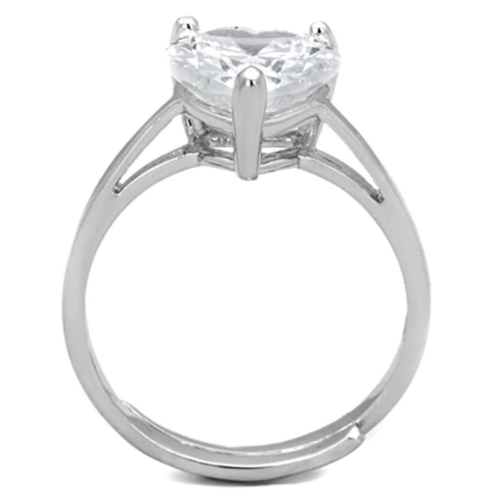 MA3W776 - Rhodium Brass Ring with AAA Grade CZ  in Clear