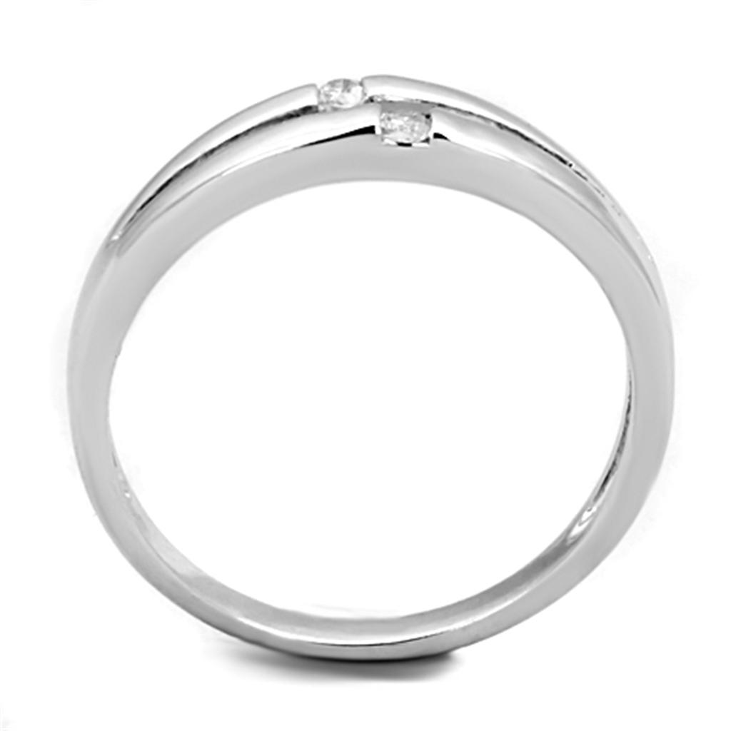 MA3W779 - Rhodium Brass Ring with AAA Grade CZ  in Clear