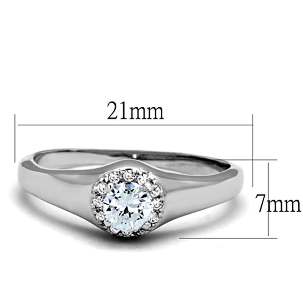 MA3W780 - Rhodium Brass Ring with AAA Grade CZ  in Clear