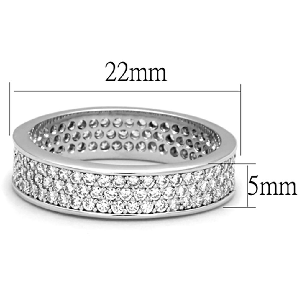 MA3W781 - Rhodium Brass Ring with AAA Grade CZ  in Clear