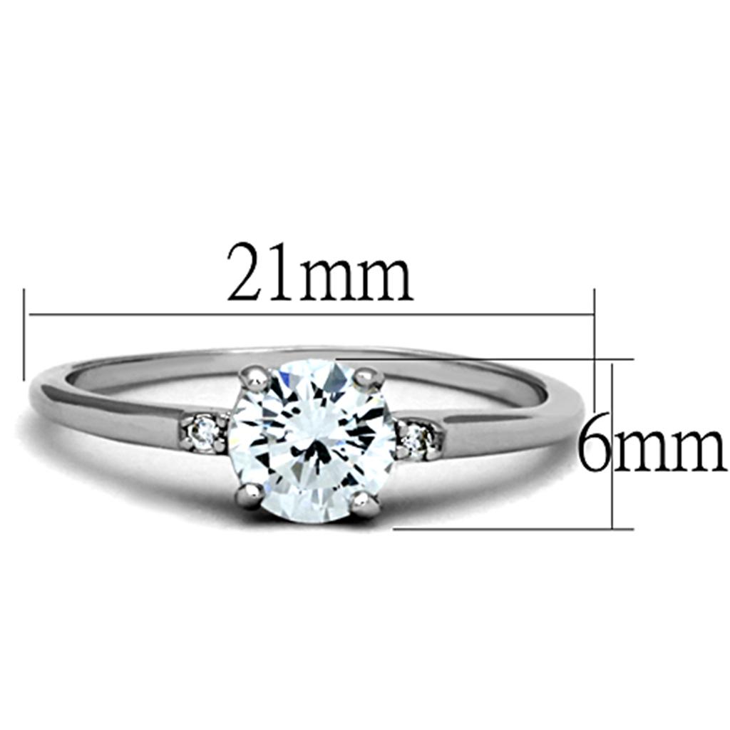 MA3W786 - Rhodium Brass Ring with AAA Grade CZ  in Clear