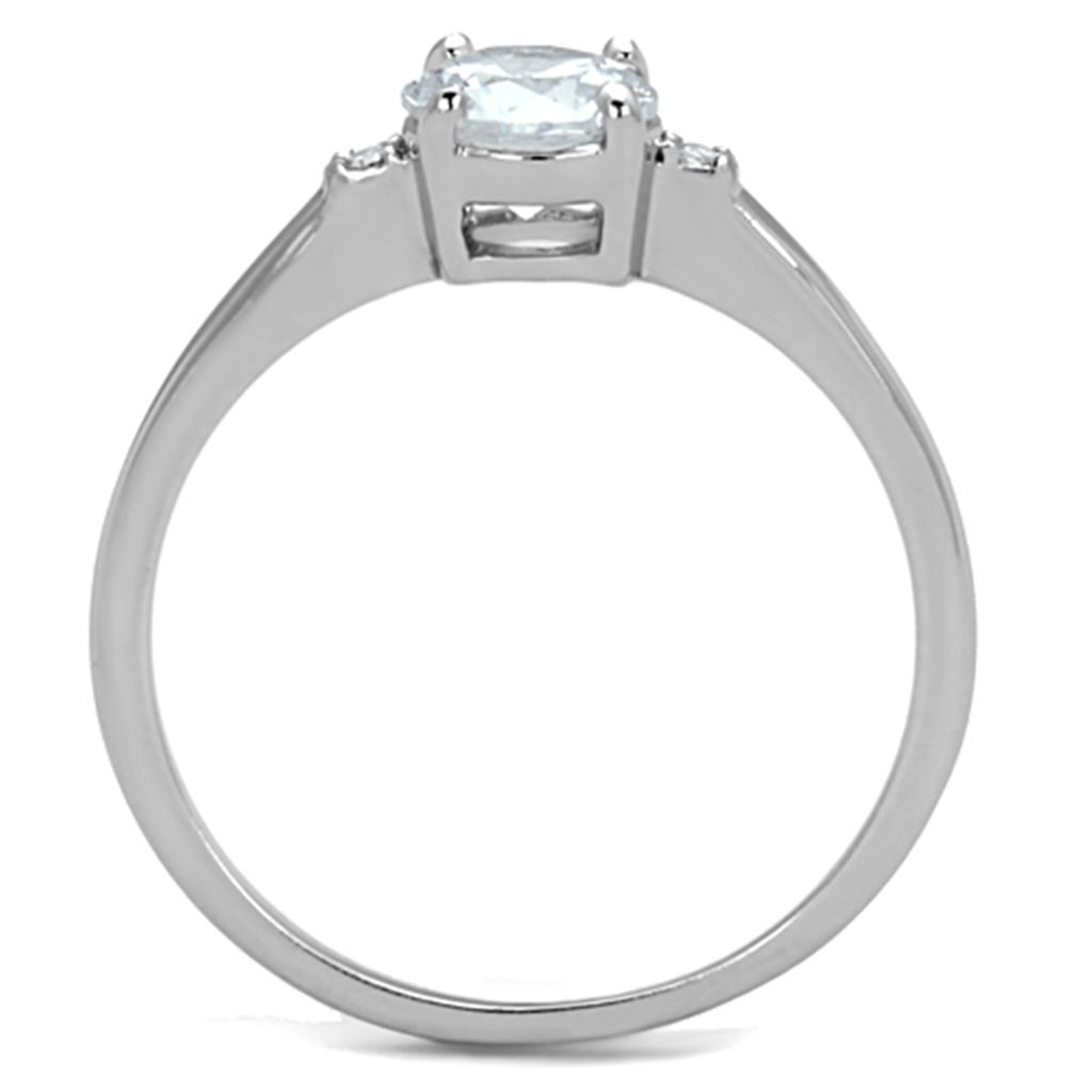 MA3W786 - Rhodium Brass Ring with AAA Grade CZ  in Clear