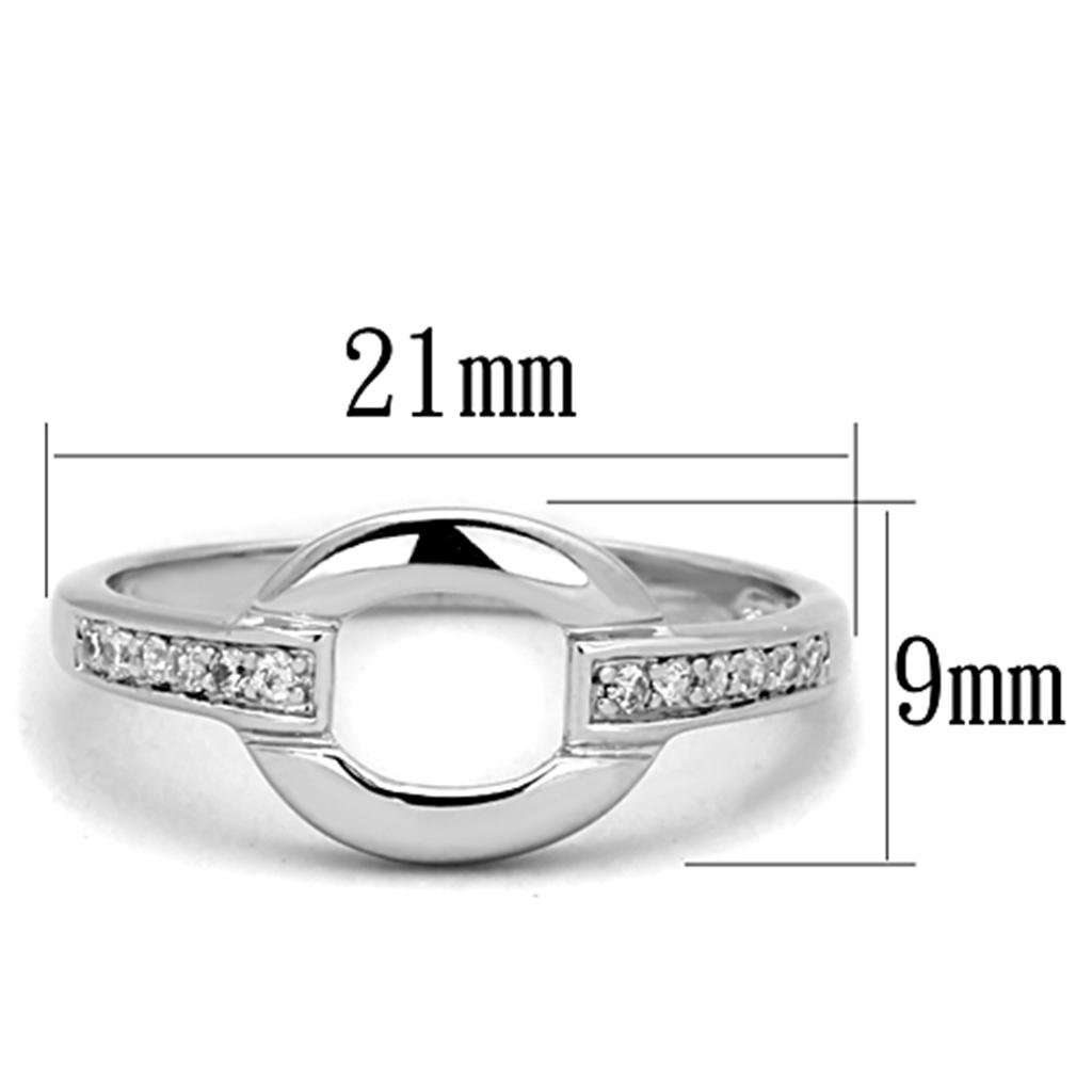 MA3W790 - Rhodium Brass Ring with AAA Grade CZ  in Clear