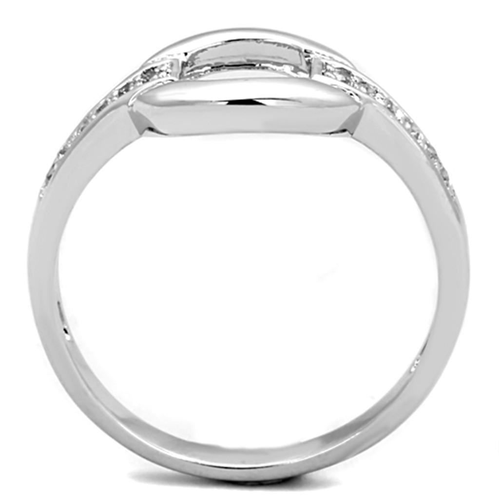MA3W790 - Rhodium Brass Ring with AAA Grade CZ  in Clear