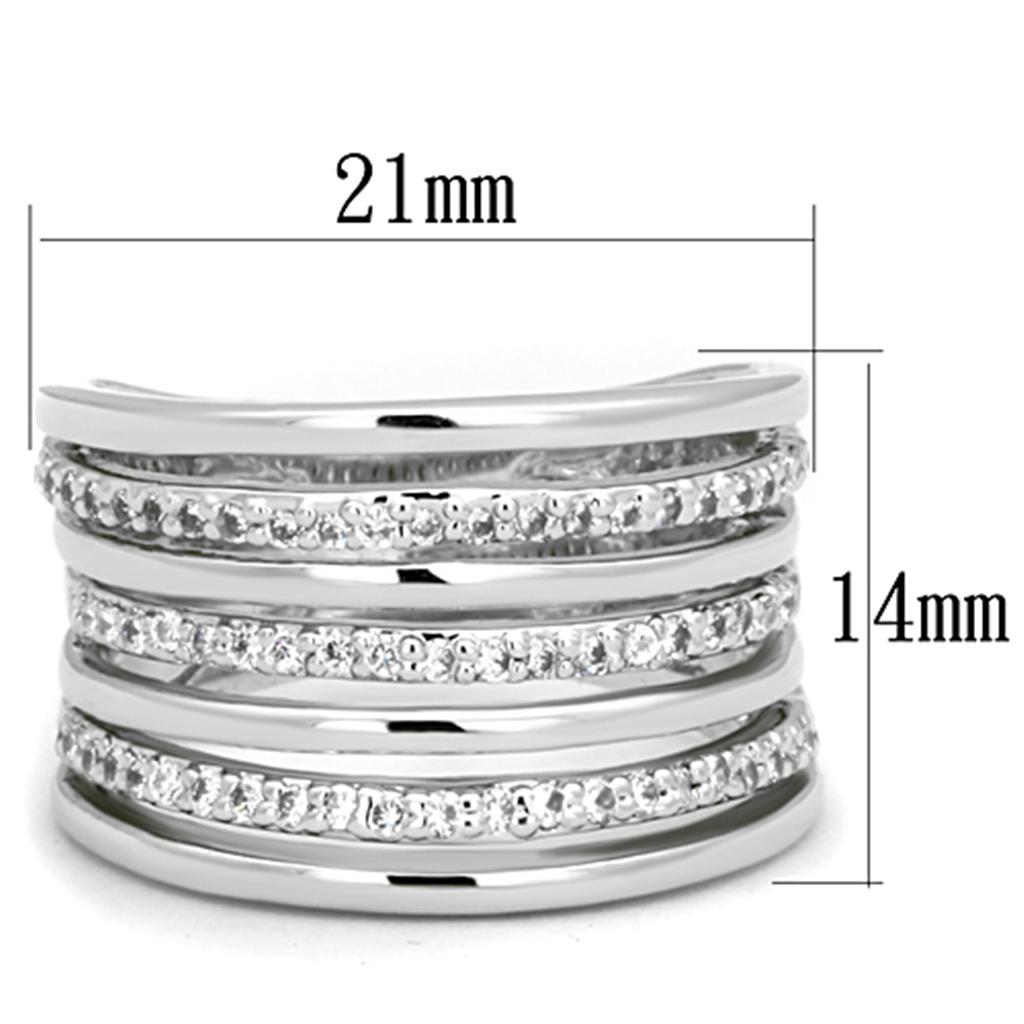 MA3W791 - Rhodium Brass Ring with AAA Grade CZ  in Clear