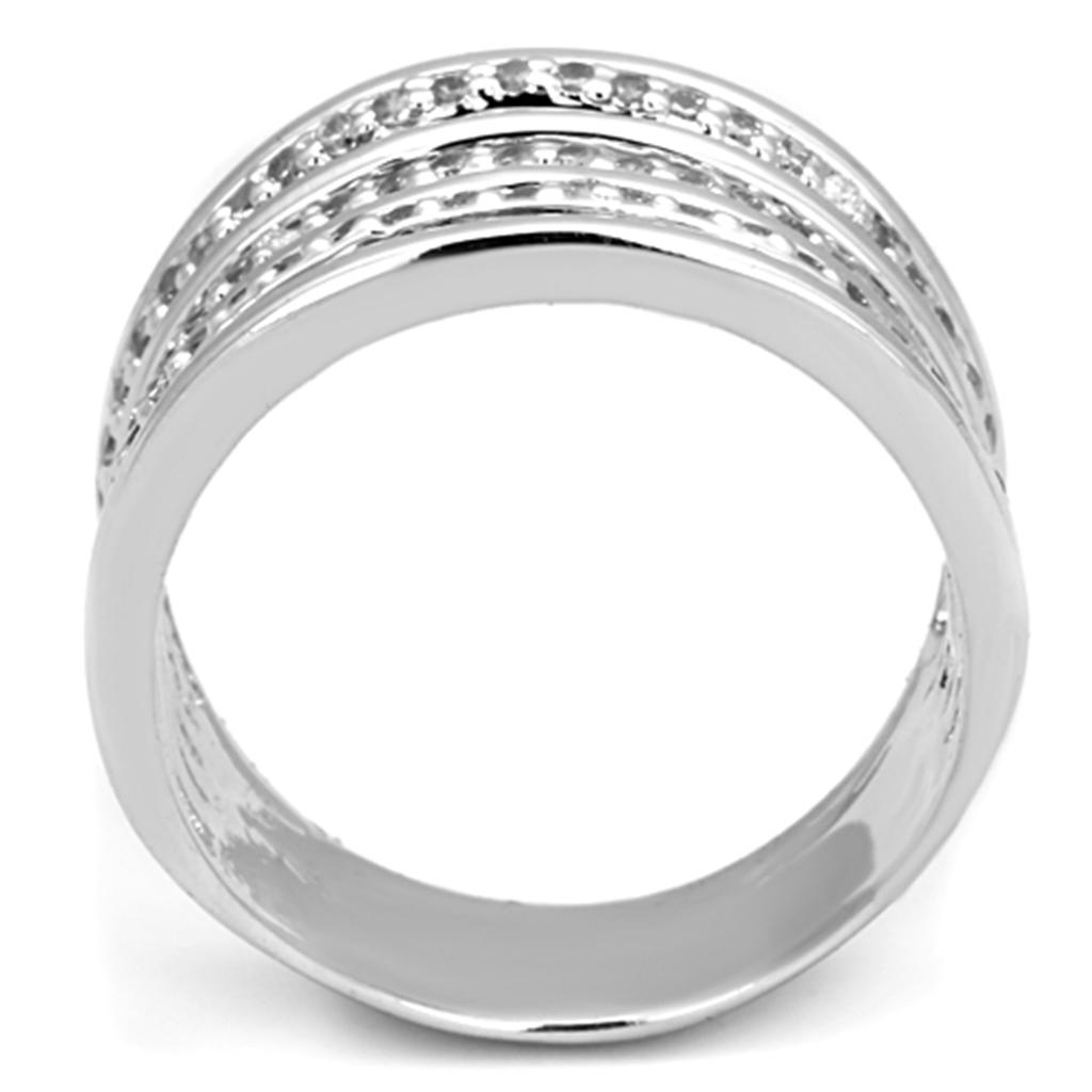 MA3W791 - Rhodium Brass Ring with AAA Grade CZ  in Clear