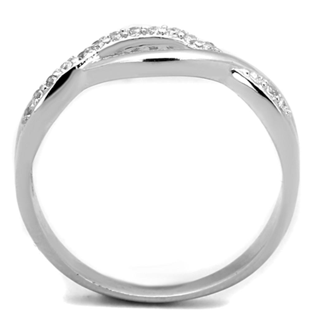 MA3W796 - Rhodium Brass Ring with AAA Grade CZ  in Clear