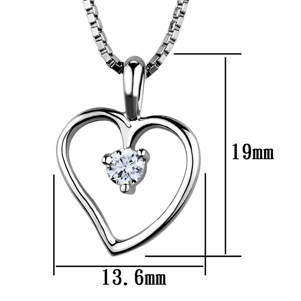 MA3W797 - Rhodium Brass Chain Pendant with AAA Grade CZ  in Clear