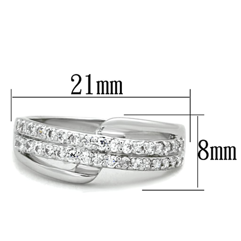 MA3W798 - Rhodium Brass Ring with AAA Grade CZ  in Clear
