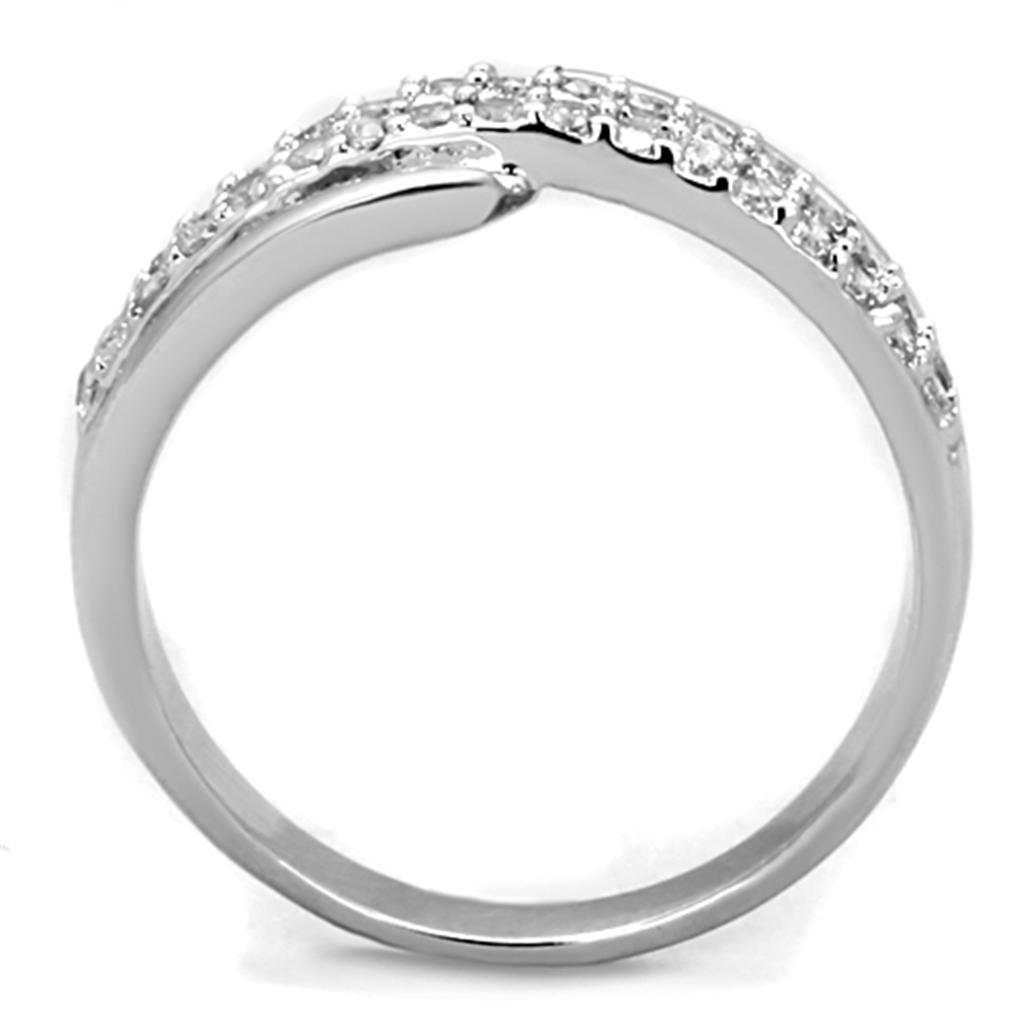 MA3W798 - Rhodium Brass Ring with AAA Grade CZ  in Clear