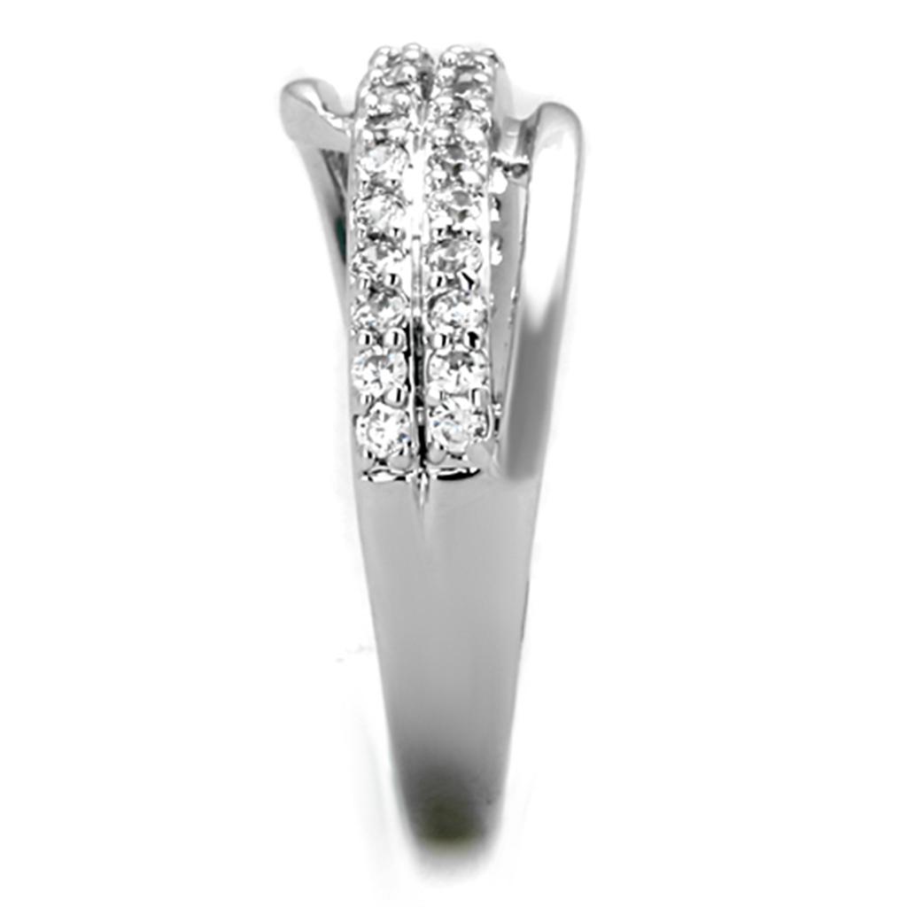 MA3W798 - Rhodium Brass Ring with AAA Grade CZ  in Clear