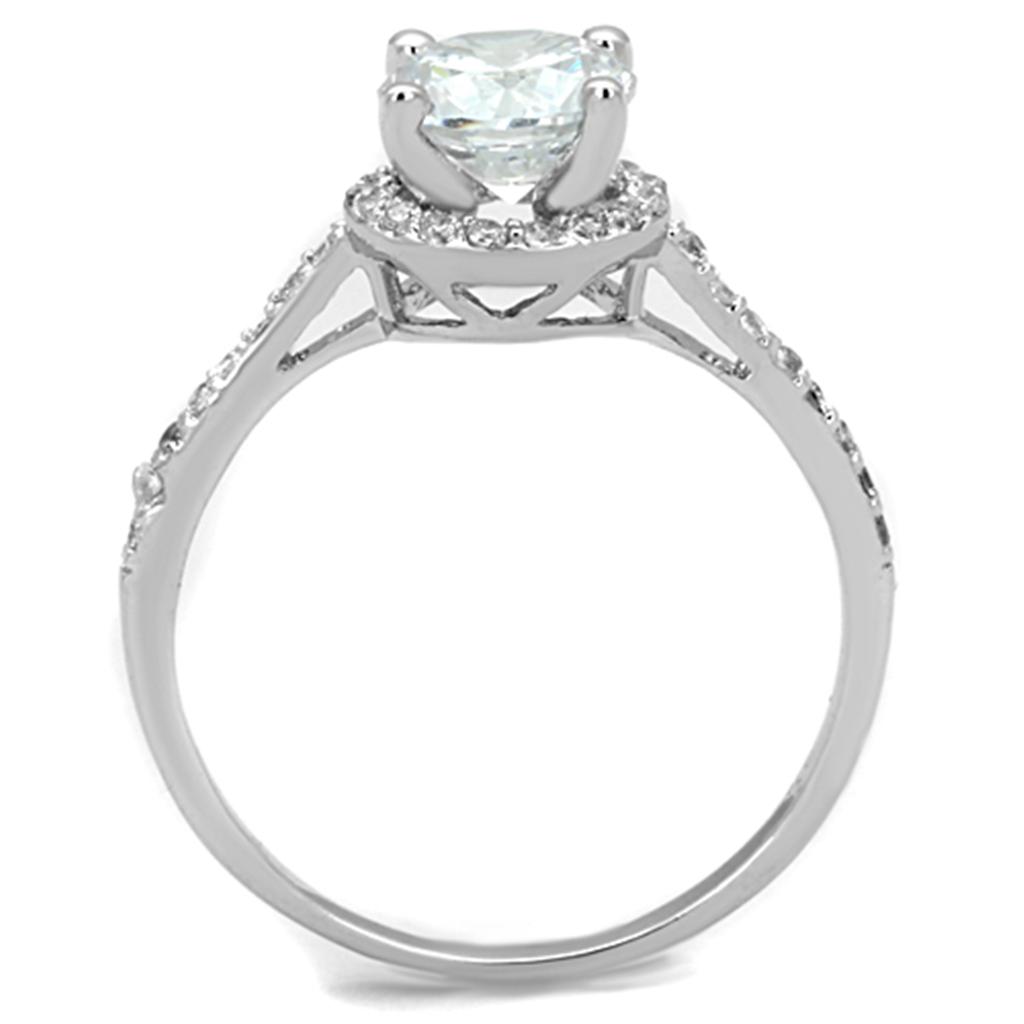 MA3W801 - Rhodium Brass Ring with AAA Grade CZ  in Clear