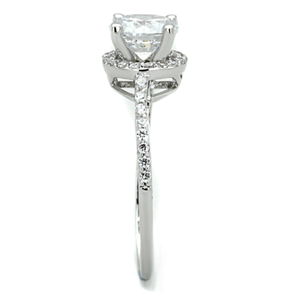 MA3W801 - Rhodium Brass Ring with AAA Grade CZ  in Clear