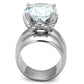 MA3W802 - Rhodium Brass Ring with AAA Grade CZ  in Clear