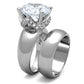 MA3W802 - Rhodium Brass Ring with AAA Grade CZ  in Clear