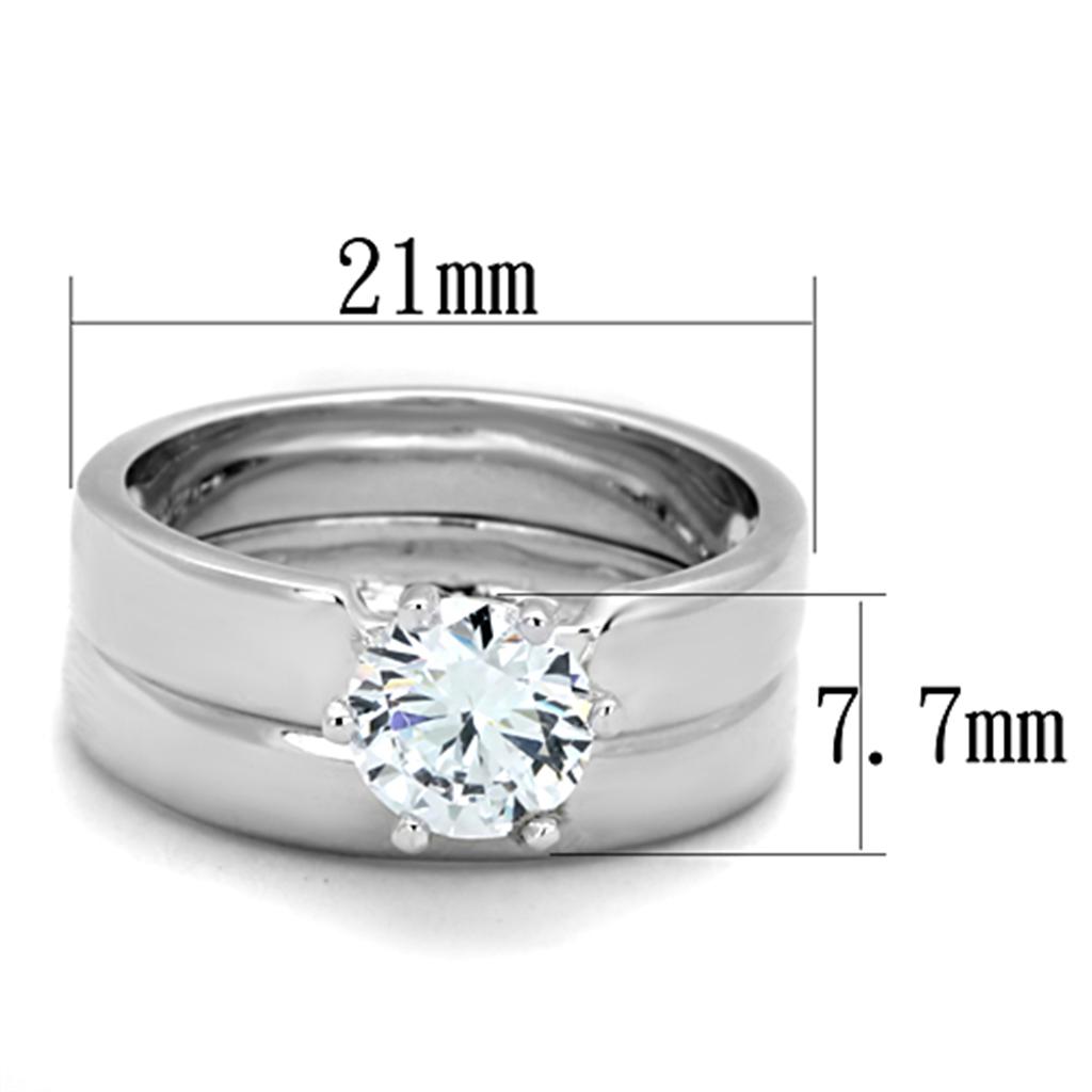 MA3W805 - Rhodium Brass Ring with AAA Grade CZ  in Clear