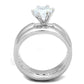 MA3W805 - Rhodium Brass Ring with AAA Grade CZ  in Clear