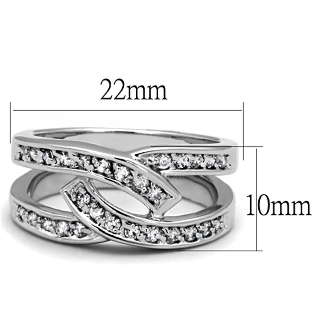 MA3W806 - Rhodium Brass Ring with AAA Grade CZ  in Clear