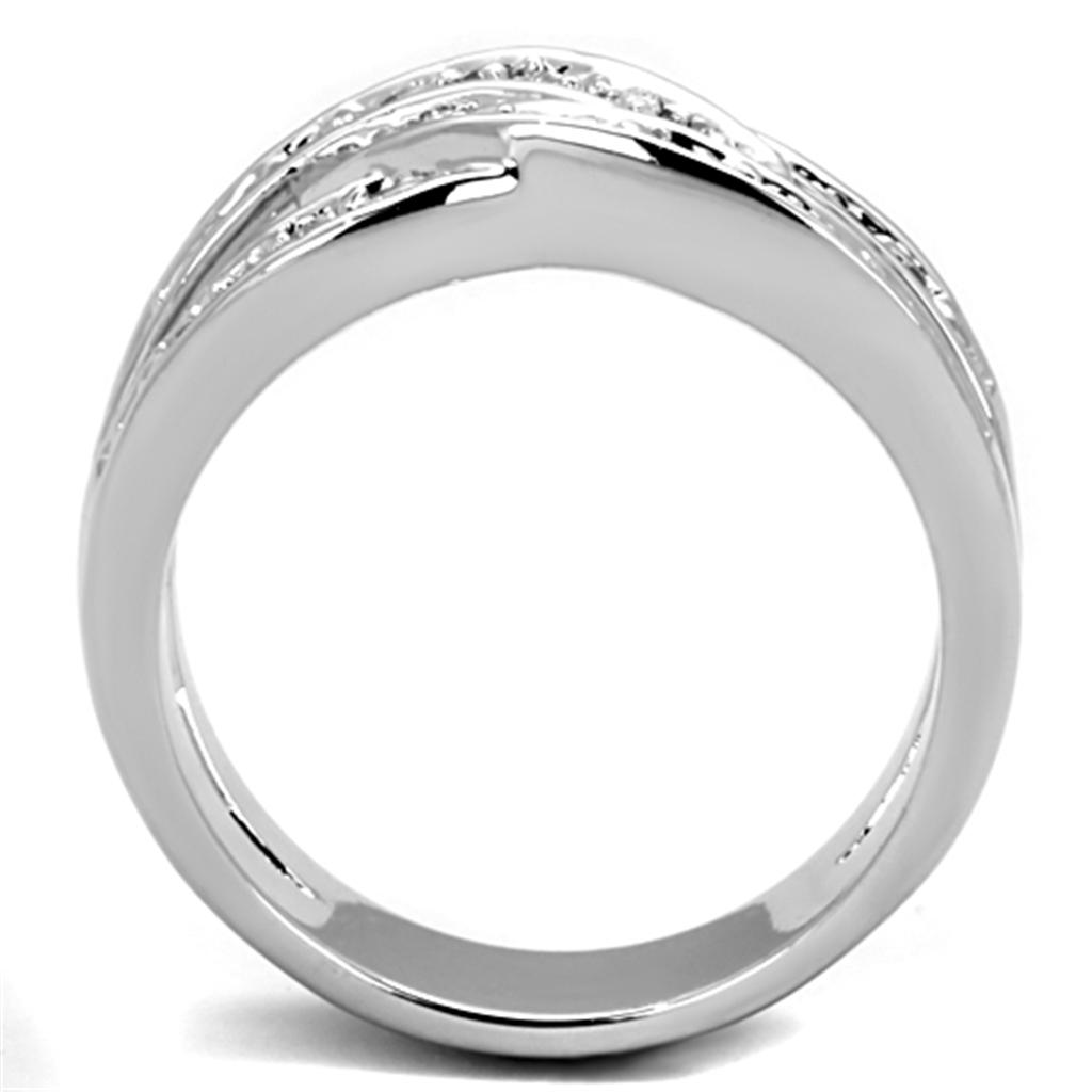 MA3W806 - Rhodium Brass Ring with AAA Grade CZ  in Clear