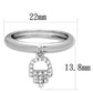 MA3W808 - Rhodium Brass Ring with AAA Grade CZ  in Clear