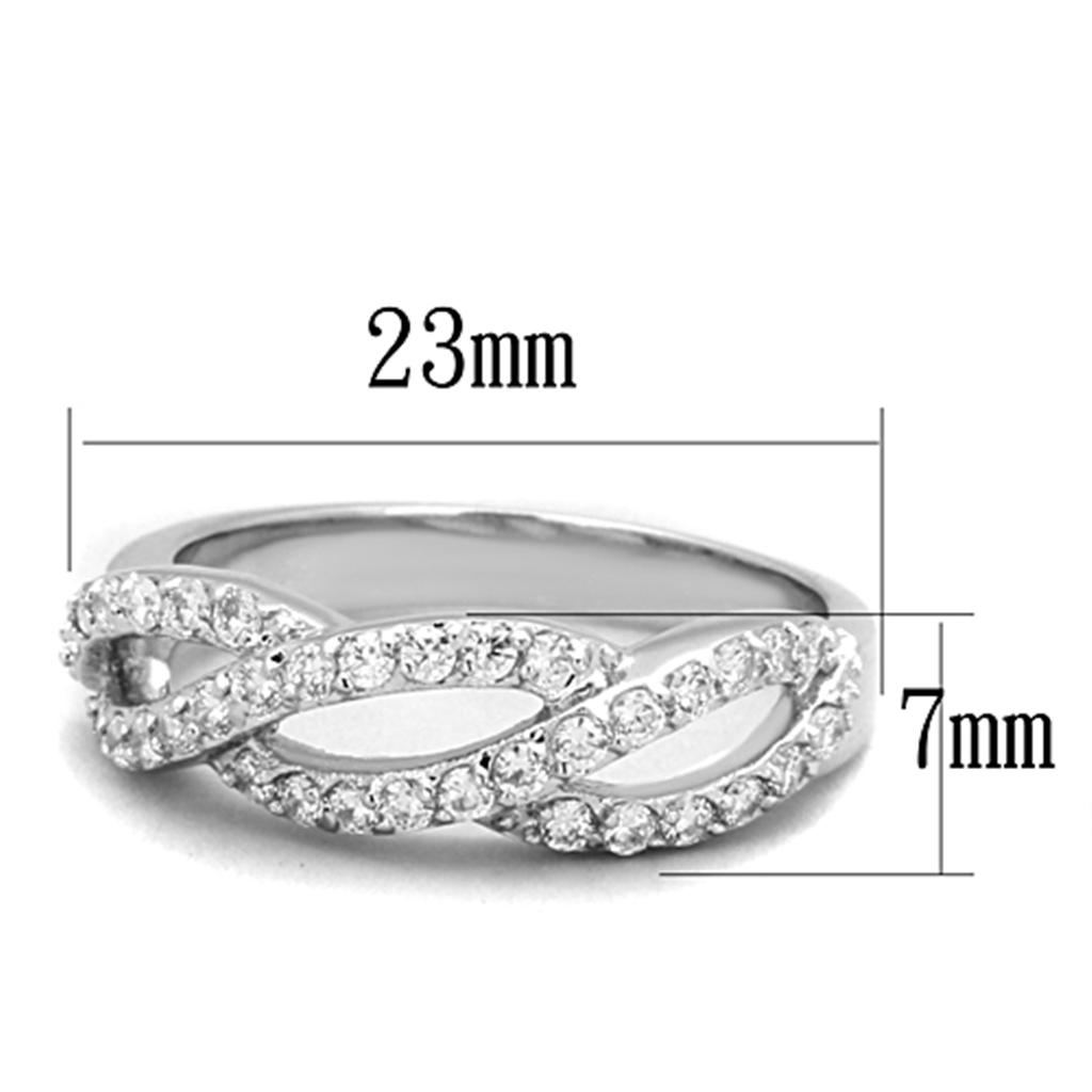 MA3W809 - Rhodium Brass Ring with AAA Grade CZ  in Clear