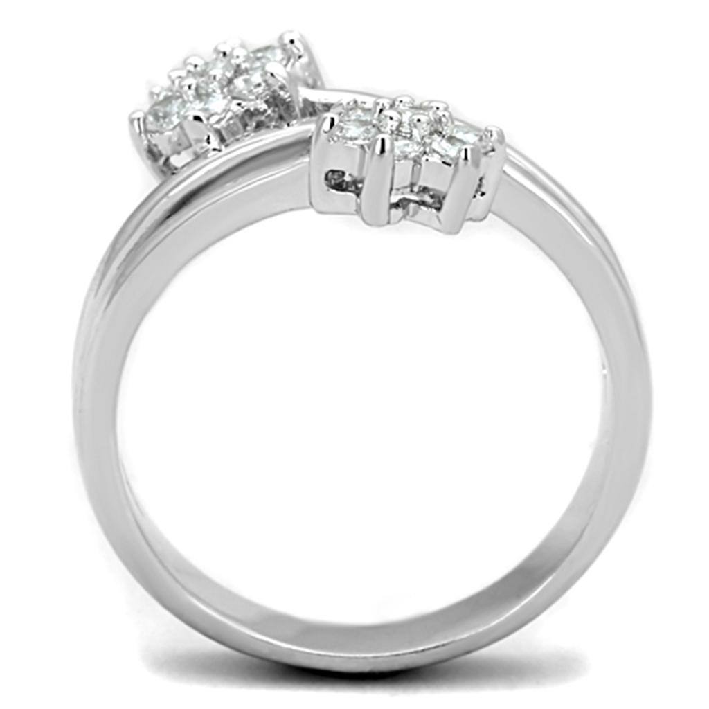 MA3W810 - Rhodium Brass Ring with AAA Grade CZ  in Clear