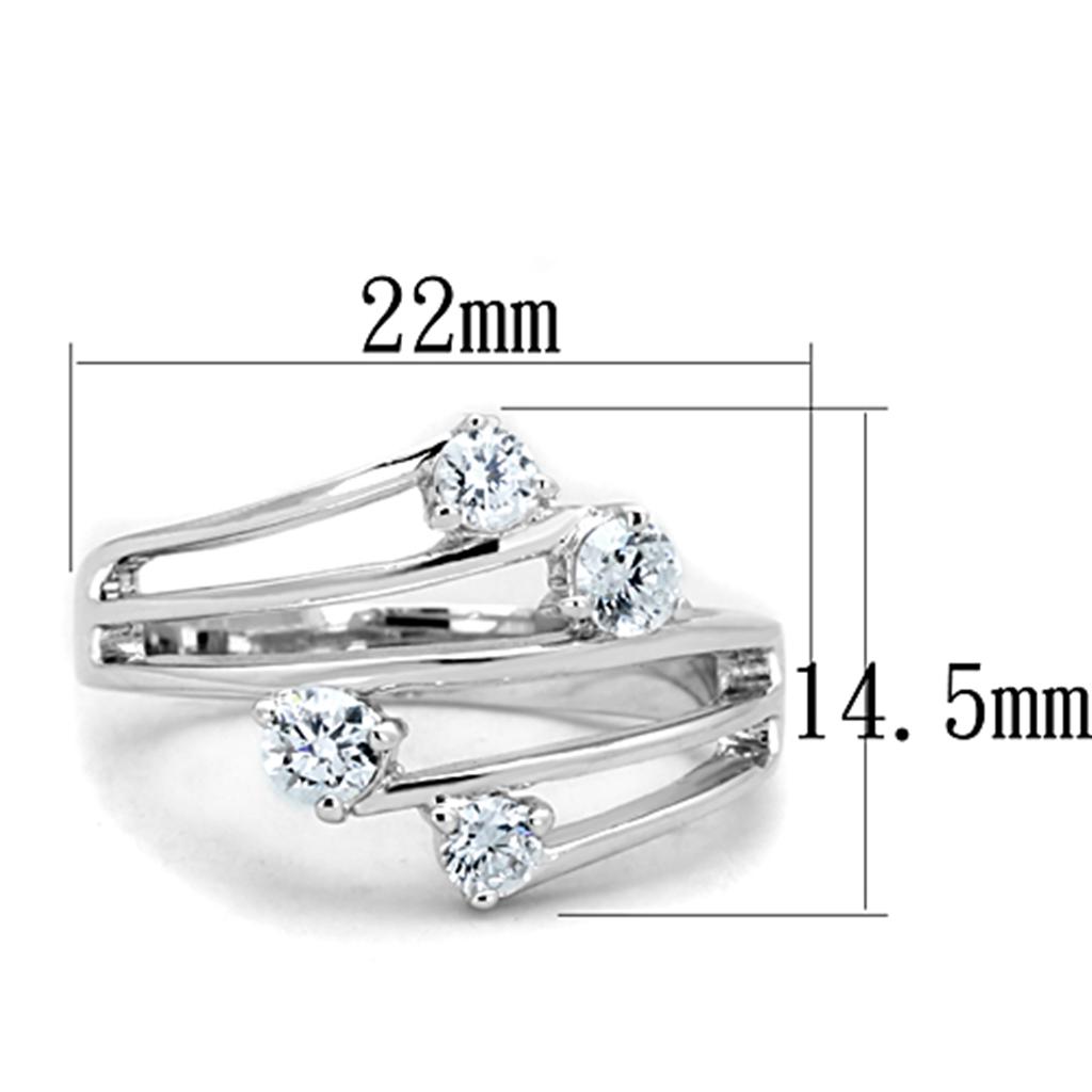 MA3W813 - Rhodium Brass Ring with AAA Grade CZ  in Clear