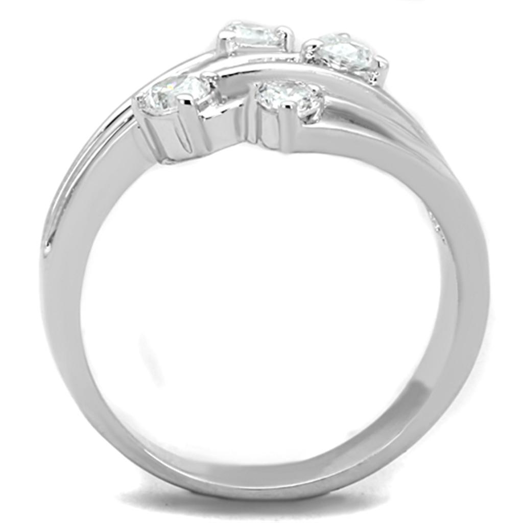 MA3W813 - Rhodium Brass Ring with AAA Grade CZ  in Clear
