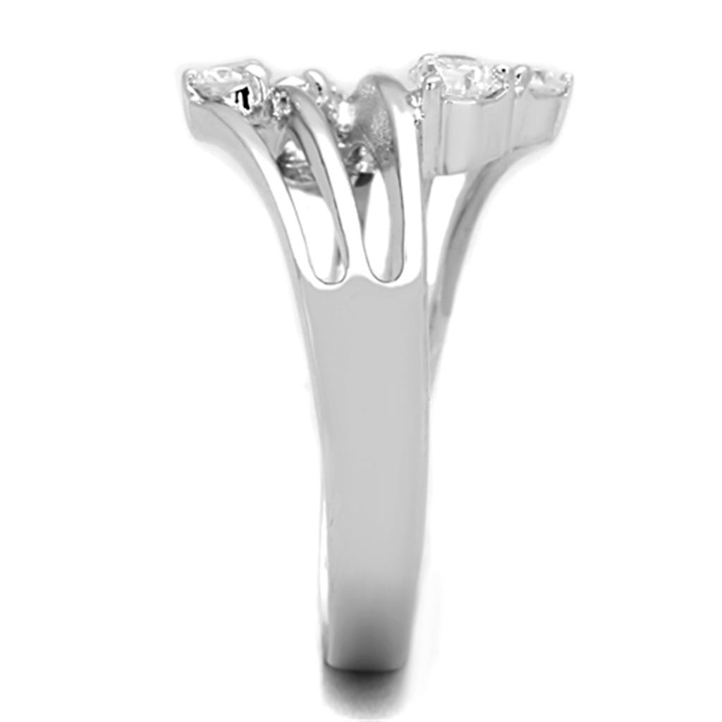 MA3W813 - Rhodium Brass Ring with AAA Grade CZ  in Clear