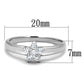 MA3W814 - Rhodium Brass Ring with AAA Grade CZ  in Clear