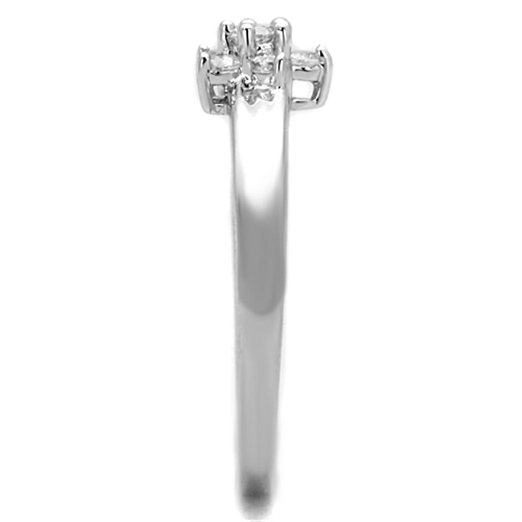 MA3W814 - Rhodium Brass Ring with AAA Grade CZ  in Clear