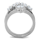 MA3W815 - Rhodium Brass Ring with AAA Grade CZ  in Clear