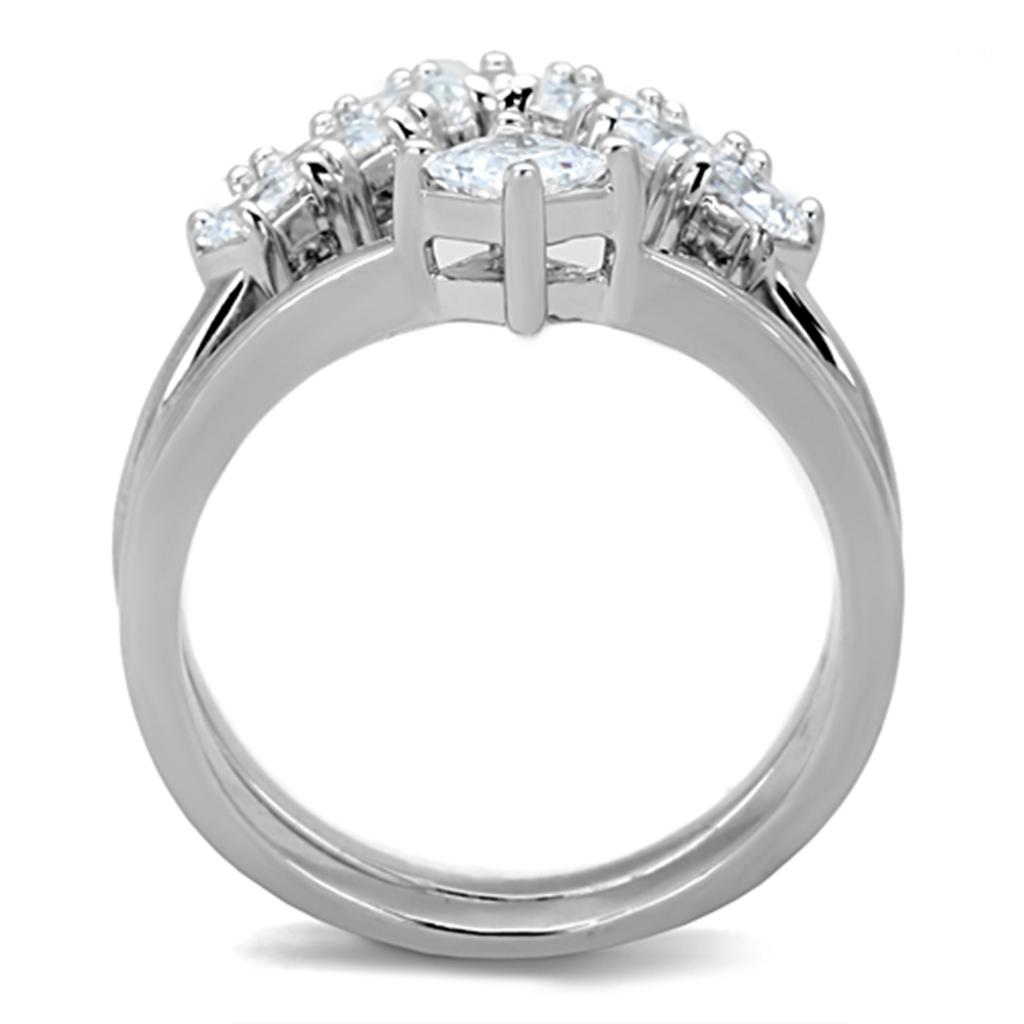 MA3W815 - Rhodium Brass Ring with AAA Grade CZ  in Clear
