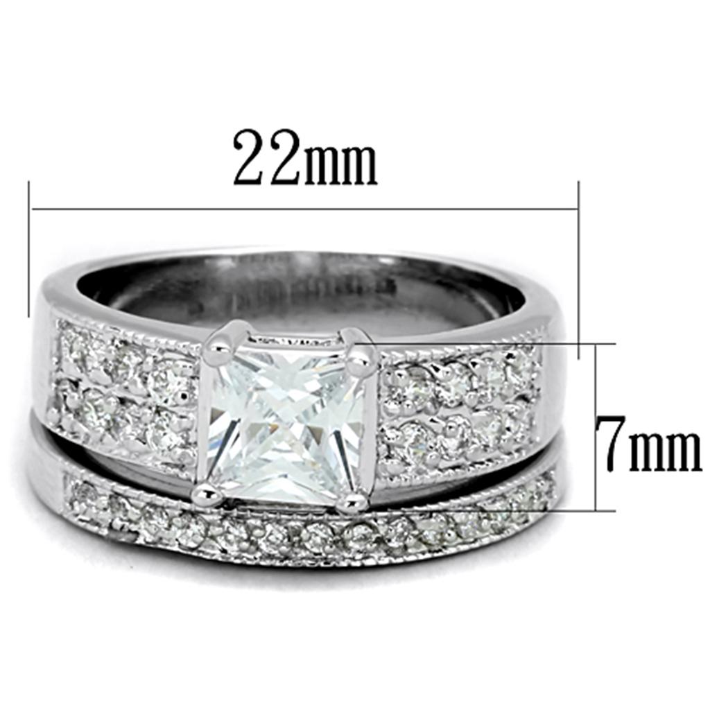 MA3W817 - Rhodium Brass Ring with AAA Grade CZ  in Clear