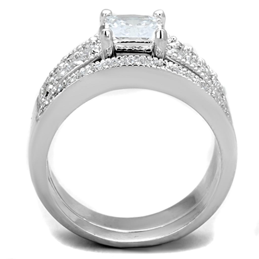 MA3W817 - Rhodium Brass Ring with AAA Grade CZ  in Clear
