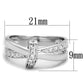 MA3W819 - Rhodium Brass Ring with AAA Grade CZ  in Clear